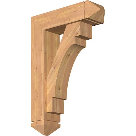 Merced Arts And Crafts Smooth Bracket W/ Offset Brace, Western Red Cedar, 7 1/2W X 26D X 38H